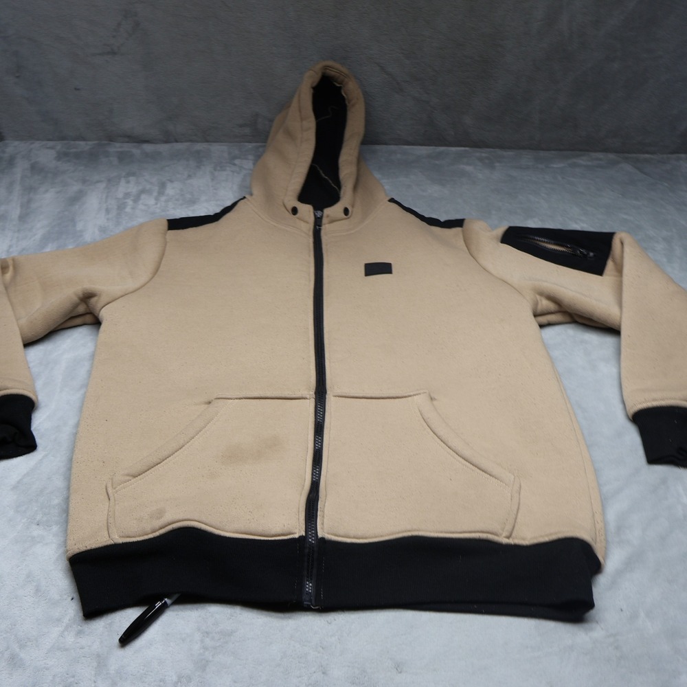 GTL Hoodies Men Medium Brown Full Zip Fleece Sherpa Lined Heavyweight Sweatshirt